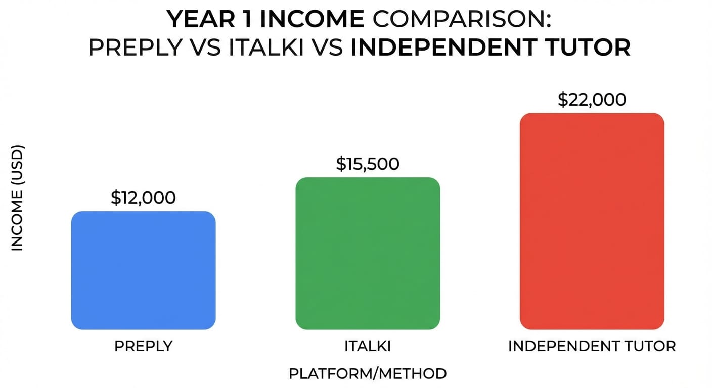 Year 1 income comparison: Preply vs iTalki vs <a href=