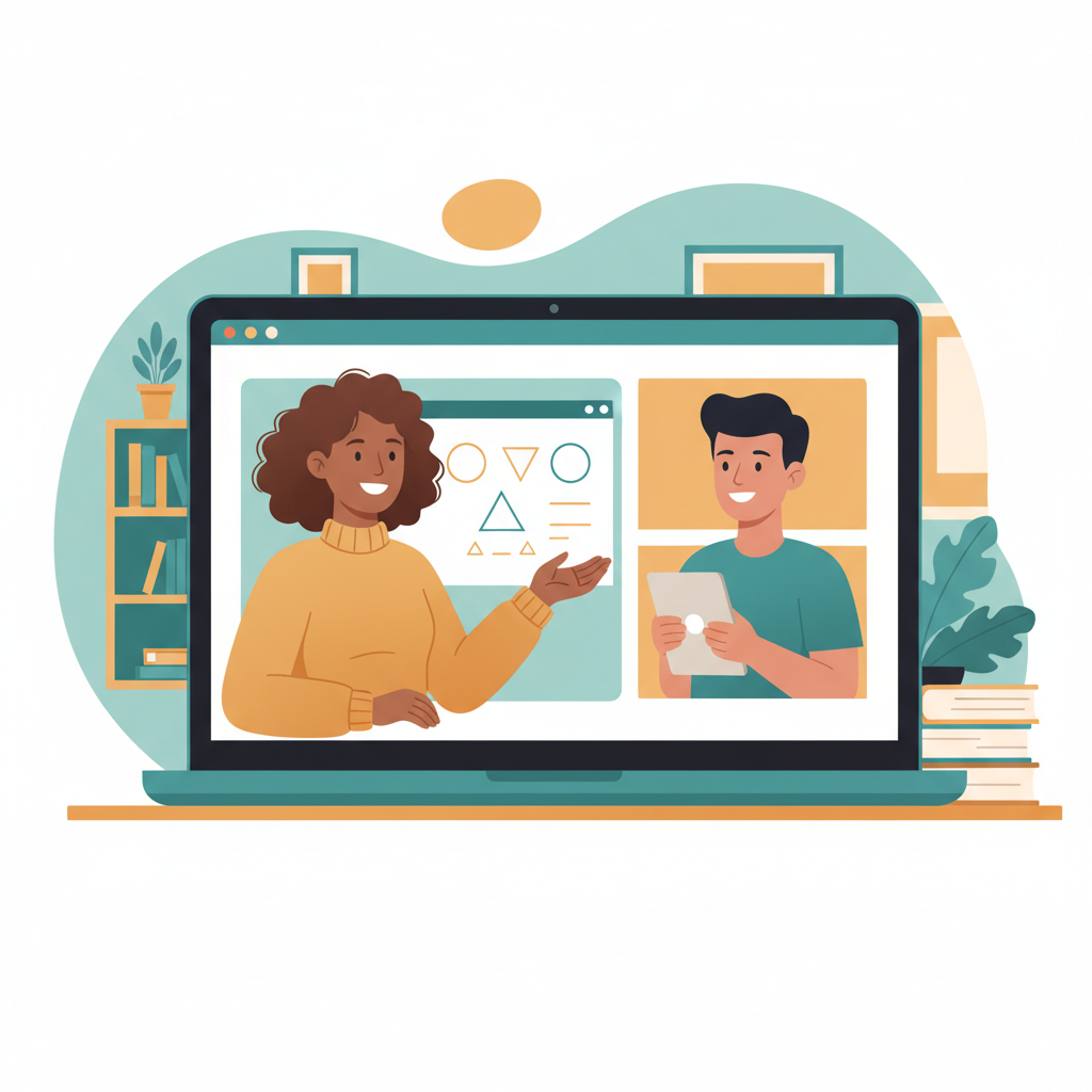 A tutor and student on a friendly video call